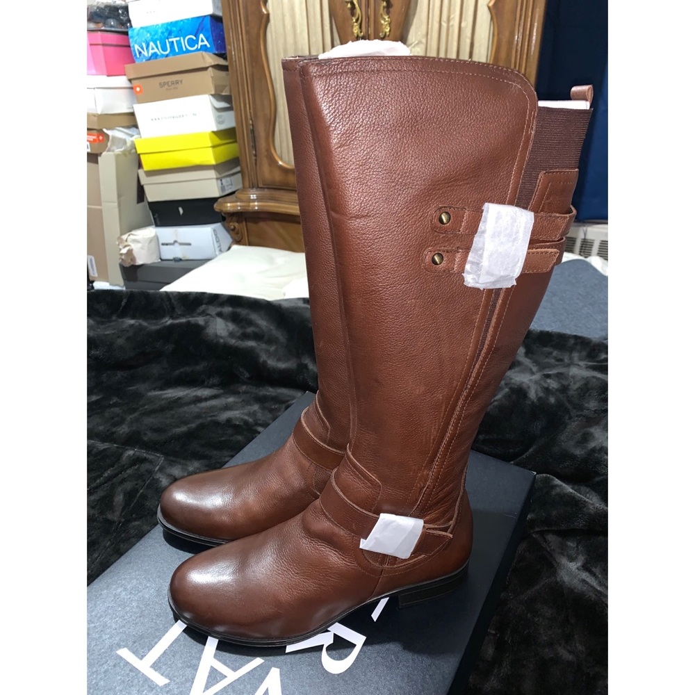 New Genuine leather riding boots (brown)